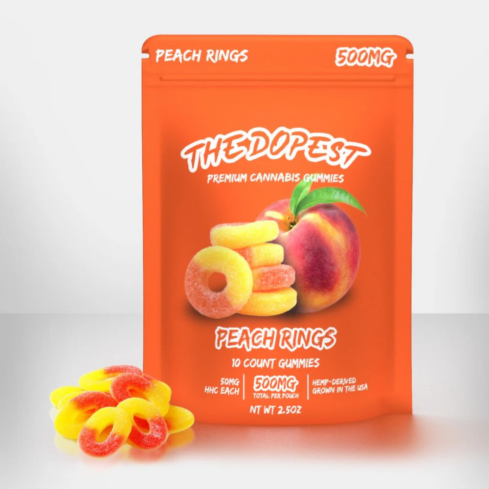 The Dopest Peach Rings HHC Gummies - 500MG
