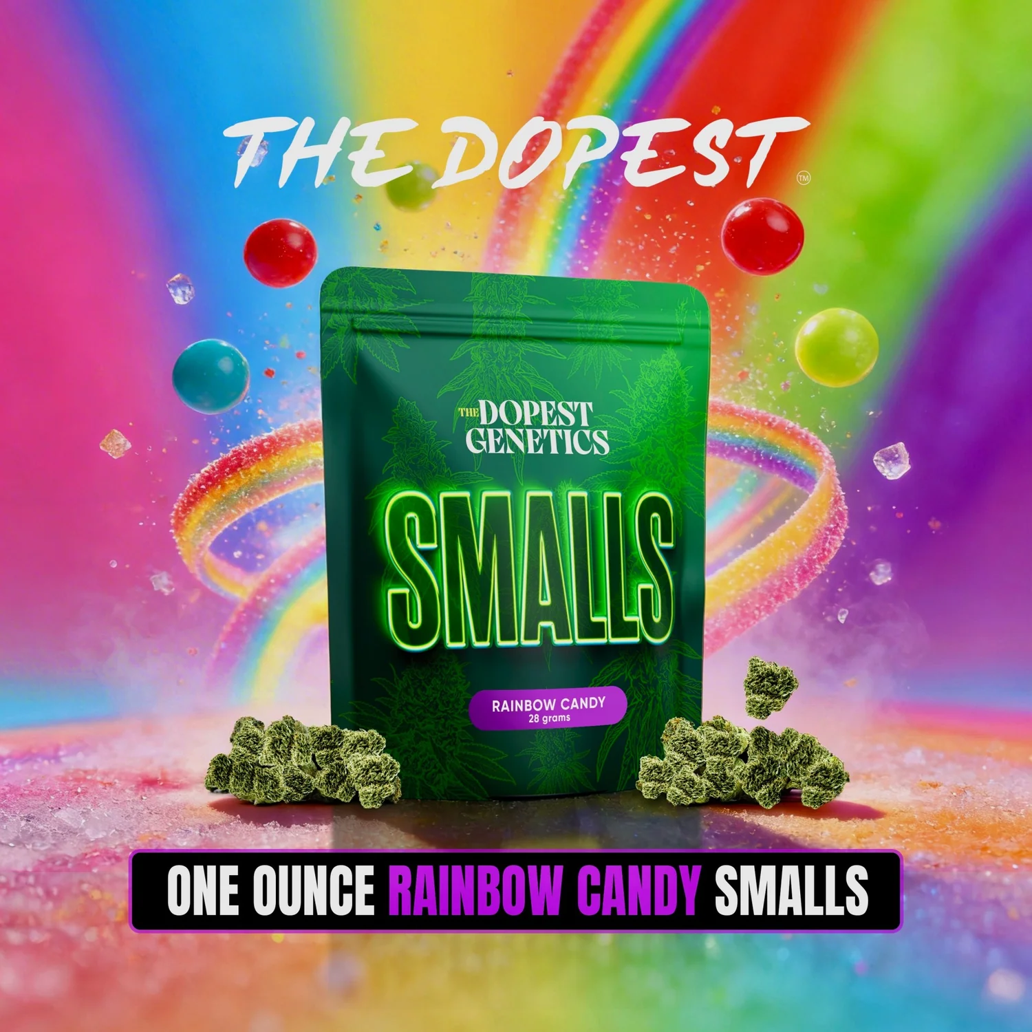Smalls: RAINBOW CANDY Hybrid flower 28 grams